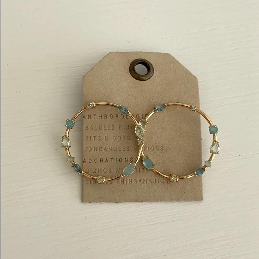 Anthropologie turquoise and gold earrings